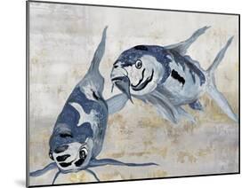 Blue Koi Harmony-Jacob Q-Mounted Art Print