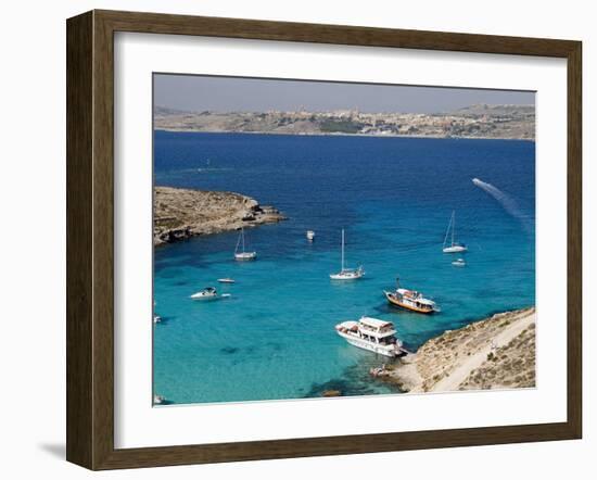 Blue Lagoon, Aerial View, Comino Island, Republic of Malta-Nico Tondini-Framed Premium Photographic Print