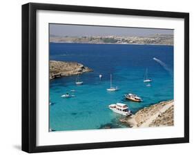 Blue Lagoon, Aerial View, Comino Island, Republic of Malta-Nico Tondini-Framed Premium Photographic Print