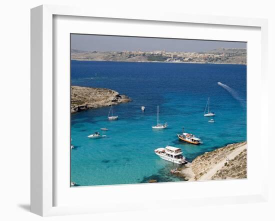 Blue Lagoon, Aerial View, Comino Island, Republic of Malta-Nico Tondini-Framed Premium Photographic Print