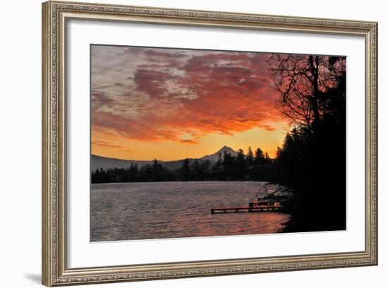 Blue Lake and Mt Hood at Sunrise, Oregon, USA-Jaynes Gallery-Framed Photographic Print