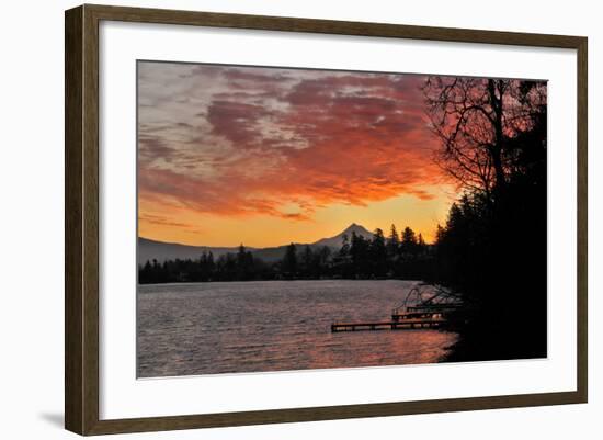 Blue Lake and Mt Hood at Sunrise, Oregon, USA-Jaynes Gallery-Framed Photographic Print