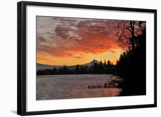 Blue Lake and Mt Hood at Sunrise, Oregon, USA-Jaynes Gallery-Framed Photographic Print