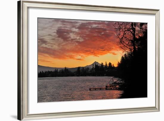 Blue Lake and Mt Hood at Sunrise, Oregon, USA-Jaynes Gallery-Framed Photographic Print