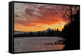 Blue Lake and Mt Hood at Sunrise, Oregon, USA-Jaynes Gallery-Framed Stretched Canvas