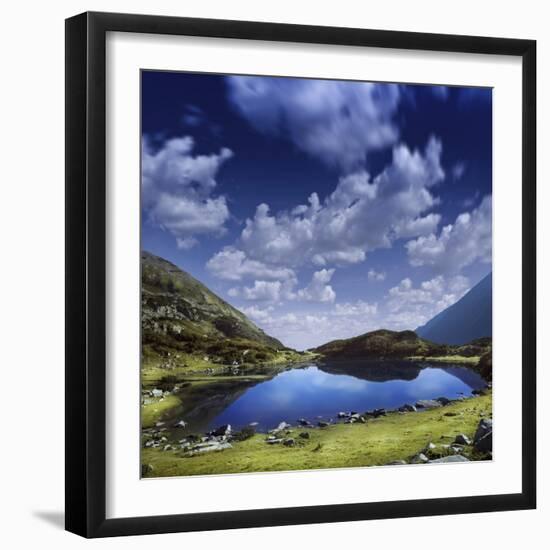 Blue Lake in the Pirin Mountains over Tranquil Clouds, Pirin National Park, Bulgaria-null-Framed Photographic Print