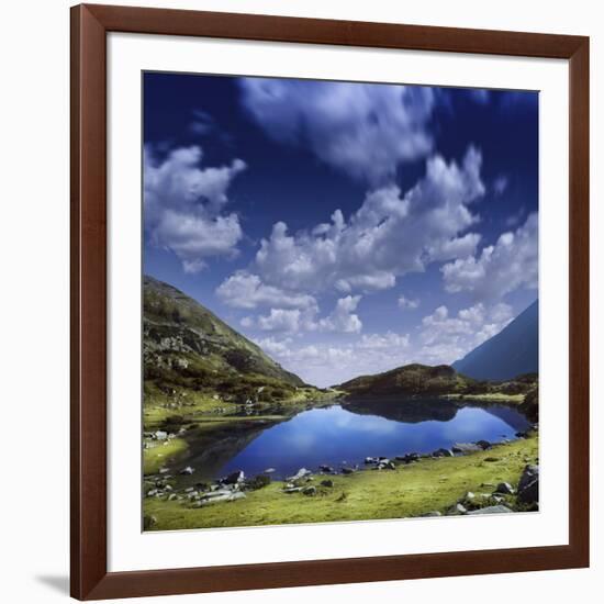 Blue Lake in the Pirin Mountains over Tranquil Clouds, Pirin National Park, Bulgaria-null-Framed Photographic Print