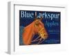 Blue Larkspur Apple Label - Wenatchee, WA-Lantern Press-Framed Art Print