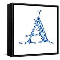Blue Liquid Water Alphabet With Splashes And Drops - Letter A--Vladimir--Framed Stretched Canvas