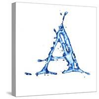Blue Liquid Water Alphabet With Splashes And Drops - Letter A--Vladimir--Stretched Canvas
