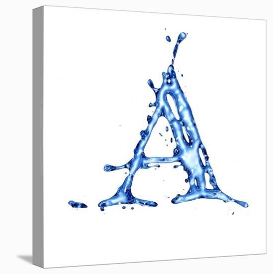 Blue Liquid Water Alphabet With Splashes And Drops - Letter A--Vladimir--Stretched Canvas