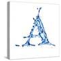 Blue Liquid Water Alphabet With Splashes And Drops - Letter A--Vladimir--Stretched Canvas