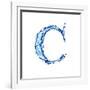 Blue Liquid Water Alphabet With Splashes And Drops - Letter C--Vladimir--Framed Art Print