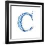 Blue Liquid Water Alphabet With Splashes And Drops - Letter C--Vladimir--Framed Art Print