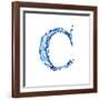 Blue Liquid Water Alphabet With Splashes And Drops - Letter C--Vladimir--Framed Art Print