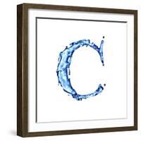 Blue Liquid Water Alphabet With Splashes And Drops - Letter C--Vladimir--Framed Art Print