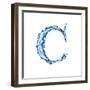 Blue Liquid Water Alphabet With Splashes And Drops - Letter C--Vladimir--Framed Art Print