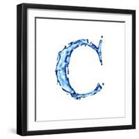 Blue Liquid Water Alphabet With Splashes And Drops - Letter C--Vladimir--Framed Art Print