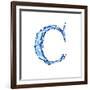 Blue Liquid Water Alphabet With Splashes And Drops - Letter C--Vladimir--Framed Art Print