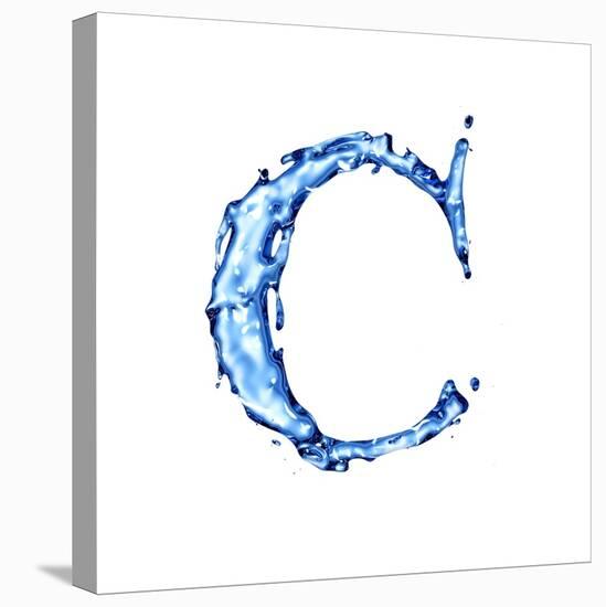 Blue Liquid Water Alphabet With Splashes And Drops - Letter C--Vladimir--Stretched Canvas