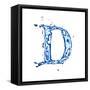 Blue Liquid Water Alphabet With Splashes And Drops - Letter D--Vladimir--Framed Stretched Canvas