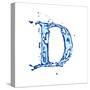 Blue Liquid Water Alphabet With Splashes And Drops - Letter D--Vladimir--Stretched Canvas