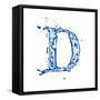 Blue Liquid Water Alphabet With Splashes And Drops - Letter D--Vladimir--Framed Stretched Canvas