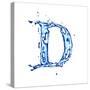 Blue Liquid Water Alphabet With Splashes And Drops - Letter D--Vladimir--Stretched Canvas