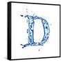 Blue Liquid Water Alphabet With Splashes And Drops - Letter D--Vladimir--Framed Stretched Canvas