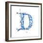 Blue Liquid Water Alphabet With Splashes And Drops - Letter D--Vladimir--Framed Art Print