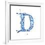 Blue Liquid Water Alphabet With Splashes And Drops - Letter D--Vladimir--Framed Art Print