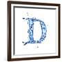 Blue Liquid Water Alphabet With Splashes And Drops - Letter D--Vladimir--Framed Art Print