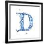 Blue Liquid Water Alphabet With Splashes And Drops - Letter D--Vladimir--Framed Art Print