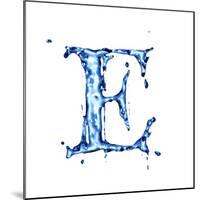 Blue Liquid Water Alphabet With Splashes And Drops - Letter E--Vladimir--Mounted Art Print