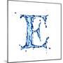 Blue Liquid Water Alphabet With Splashes And Drops - Letter E--Vladimir--Mounted Art Print