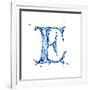 Blue Liquid Water Alphabet With Splashes And Drops - Letter E--Vladimir--Framed Art Print