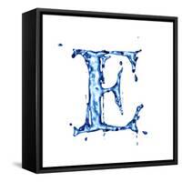 Blue Liquid Water Alphabet With Splashes And Drops - Letter E--Vladimir--Framed Stretched Canvas