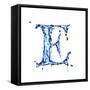 Blue Liquid Water Alphabet With Splashes And Drops - Letter E--Vladimir--Framed Stretched Canvas