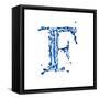 Blue Liquid Water Alphabet With Splashes And Drops - Letter F--Vladimir--Framed Stretched Canvas