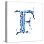 Blue Liquid Water Alphabet With Splashes And Drops - Letter F--Vladimir--Stretched Canvas