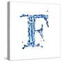 Blue Liquid Water Alphabet With Splashes And Drops - Letter F--Vladimir--Stretched Canvas