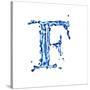 Blue Liquid Water Alphabet With Splashes And Drops - Letter F--Vladimir--Stretched Canvas