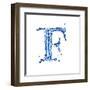 Blue Liquid Water Alphabet With Splashes And Drops - Letter F--Vladimir--Framed Art Print