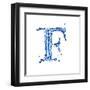 Blue Liquid Water Alphabet With Splashes And Drops - Letter F--Vladimir--Framed Art Print