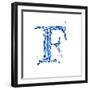 Blue Liquid Water Alphabet With Splashes And Drops - Letter F--Vladimir--Framed Art Print