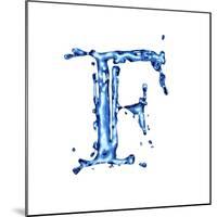 Blue Liquid Water Alphabet With Splashes And Drops - Letter F--Vladimir--Mounted Art Print