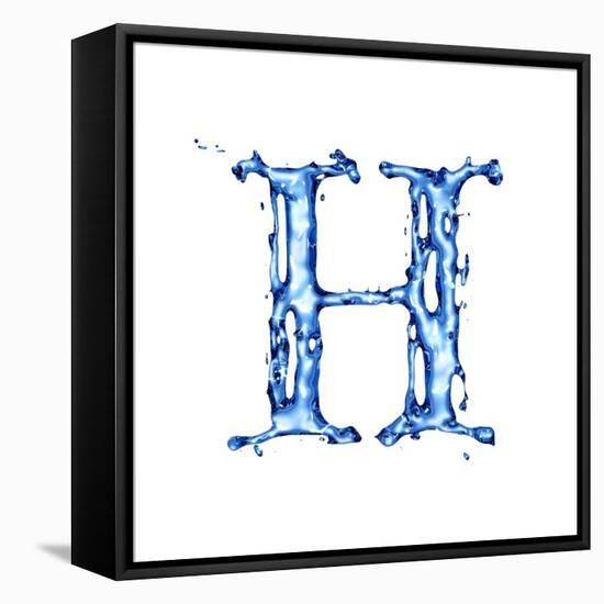 Blue Liquid Water Alphabet With Splashes And Drops - Letter H--Vladimir--Framed Stretched Canvas