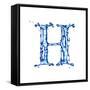Blue Liquid Water Alphabet With Splashes And Drops - Letter H--Vladimir--Framed Stretched Canvas