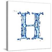 Blue Liquid Water Alphabet With Splashes And Drops - Letter H--Vladimir--Stretched Canvas