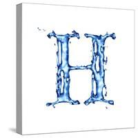 Blue Liquid Water Alphabet With Splashes And Drops - Letter H--Vladimir--Stretched Canvas